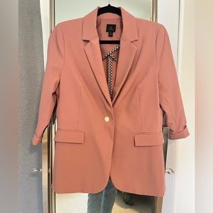 pink 3/4 sleeve blazer